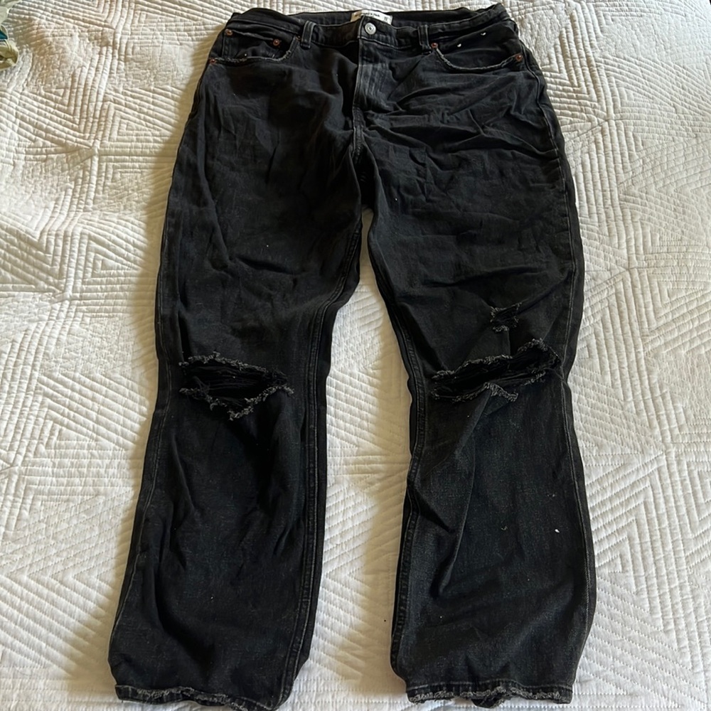 Black Abercrombie straight ultra high rise jean